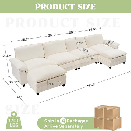 118" Modular Comfy Cloud Sectional Sofa