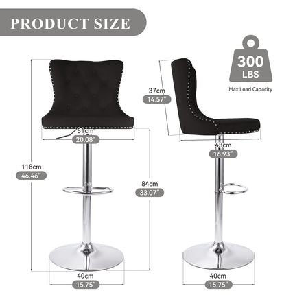 Velvet Swivel Bar Stools Set of 2