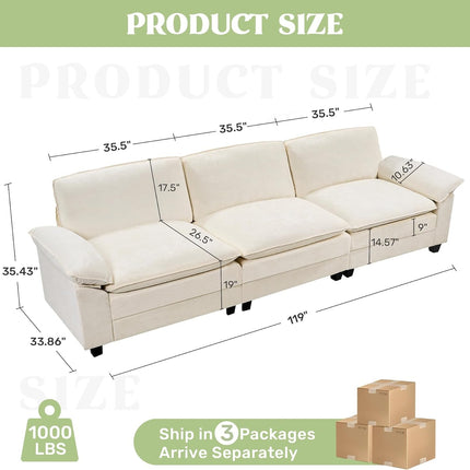 118" Modular Comfy Cloud Sectional Sofa