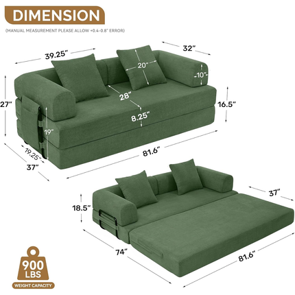 Convertible Coarser Corduroy Sleeper Sofa  Folding Mattress Couch