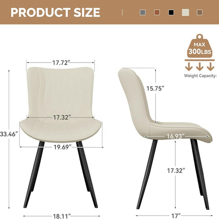 Dining Chair PU Leather with Metal Legs Set of 6