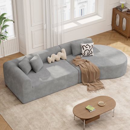 Modern Style Curved Upholstery Corduroy Sofa