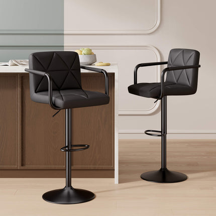 Modern PU Leather Adjustable Swivel Bar Chairs with Armrests Set of 4