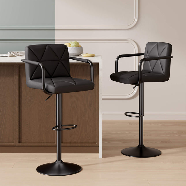 Modern PU Leather Adjustable Swivel Bar Chairs with Armrests Set of 4