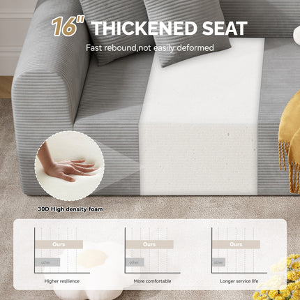 Modern Style Curved Upholstery Corduroy Sofa