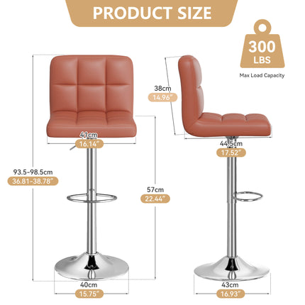 Modern PU Leather Adjustable Bar Stools Set of 4