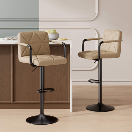 Modern PU Leather Adjustable Swivel Bar Chairs with Armrests Set of 4