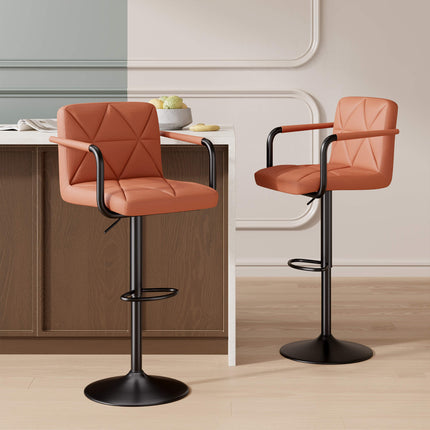 Modern PU Leather Adjustable Swivel Bar Chairs with Armrests Set of 4