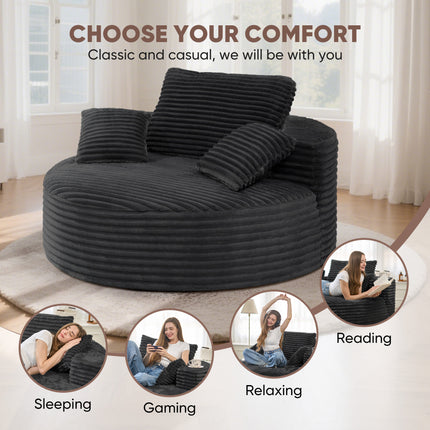56.3" Oversized Round Chaise Lounge Sofa