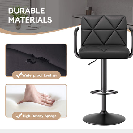 Modern PU Leather Adjustable Swivel Bar Chairs with Armrests Set of 4
