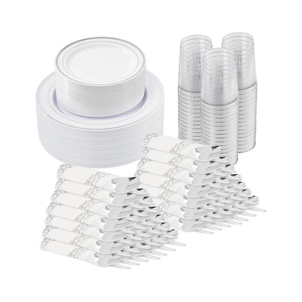 350-Piece Gold Disposable Dinnerware Set – Plates Cups & Napkins