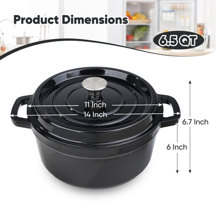 6.5 QT Enameled Cast Iron Dutch Oven with Lid