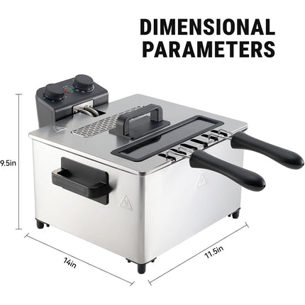 5L Deep Fryer with Basket Time & Temperature Control