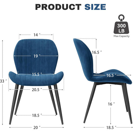 Modern Velvet Upholstered Dining Chairs Set of 2