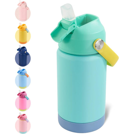 Stainless Steel Kids Insulated Bottles 2-Pack, Leak-Proof with Straw