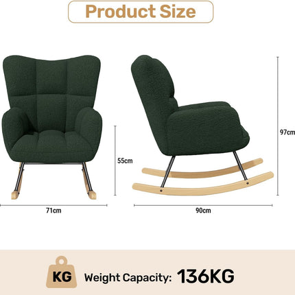 Lambswool Rocking Chair with High Backrest Armrest