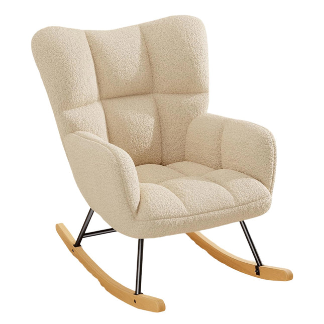 Lambswool Rocking Chair with High Backrest Armrest