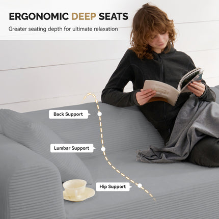 Modern Style Curved Upholstery Corduroy Sofa