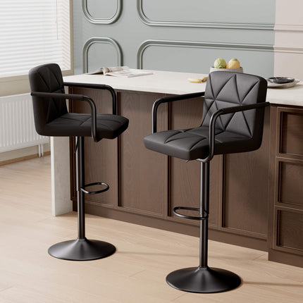 Modern PU Leather Adjustable Swivel Bar Chairs with Armrests Set of 4