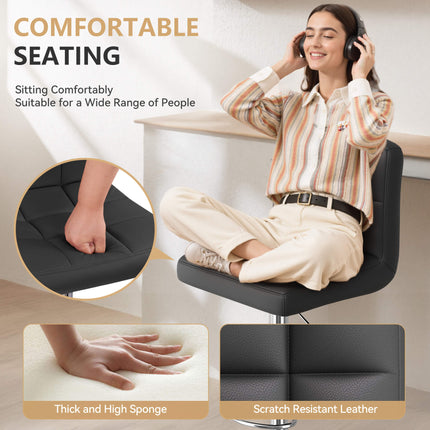 Modern PU Leather Adjustable Bar Stools Set of 4