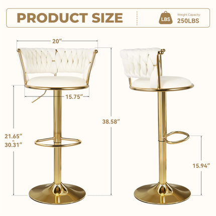 Velvet Swivel Adjustable Counter Height Bar Stools Set of 4