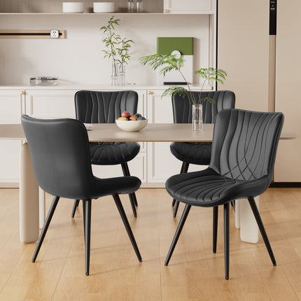 Dining Chair PU Leather with Metal Legs Set of 6