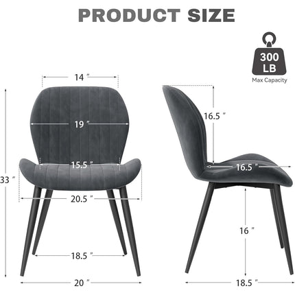 Modern Velvet Upholstered Dining Chairs Set of 2