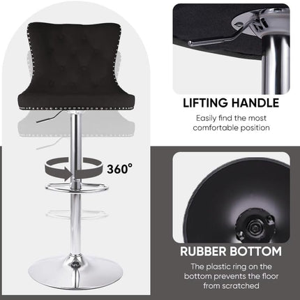 Velvet Swivel Bar Stools Set of 2