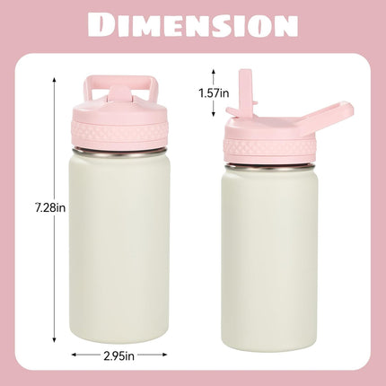 12oz Insulated Kids Water Bottle Stainless Steel Straw Lid BPA-Free