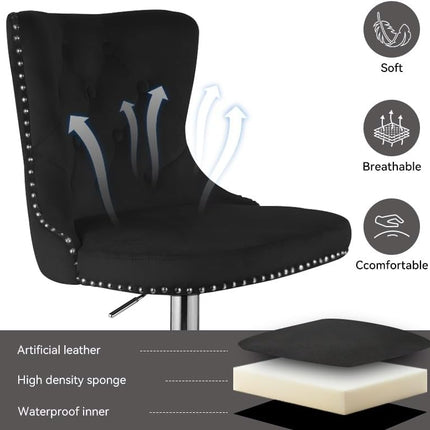 Velvet Swivel Bar Stools Set of 2