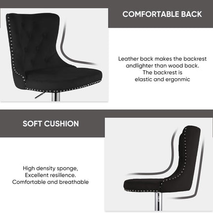 Velvet Swivel Bar Stools Set of 2