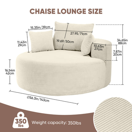 55''W 3.5CM Corduroy Foam Sofa Single Sofa