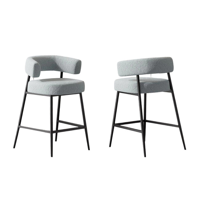 Velvet Upholstered Modern Counter Height Bar Stools Set of 2