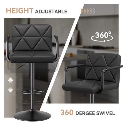 Modern PU Leather Adjustable Swivel Bar Chairs with Armrests Set of 4