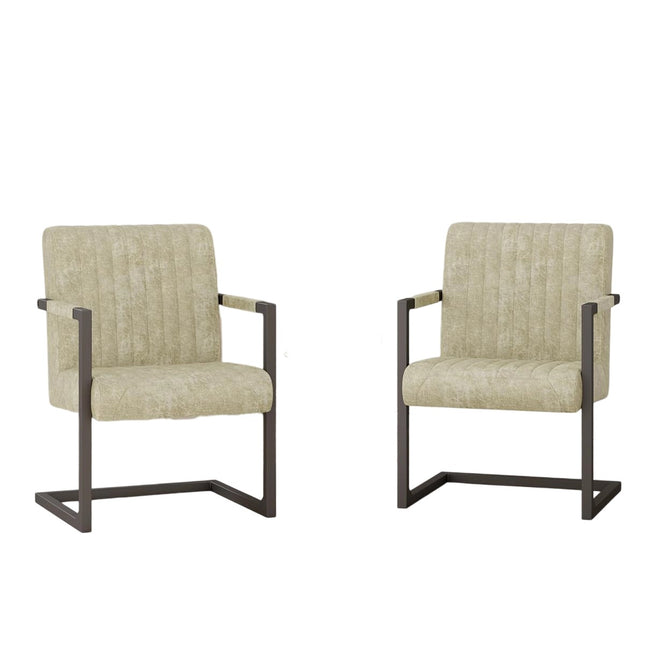 Modern Leather Upholstered Dining Chairs Set of 2