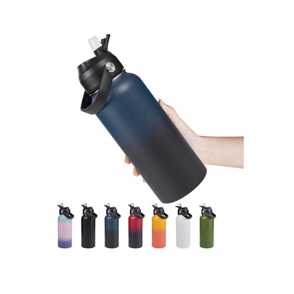 18oz Stainless Steel Insulated Bottle – Wide Mouth Leak-Proof with Straw