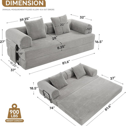 Convertible Coarser Corduroy Sleeper Sofa  Folding Mattress Couch