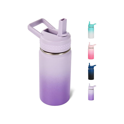 12oz Insulated Kids Water Bottle Stainless Steel Straw Lid BPA-Free