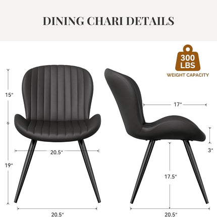 Modern Leather Upholstered Dining Chairs Set of 2