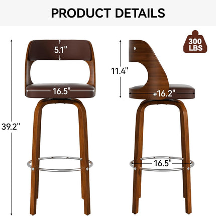 30” Seat Height Swivel Bar Stools Set of 4