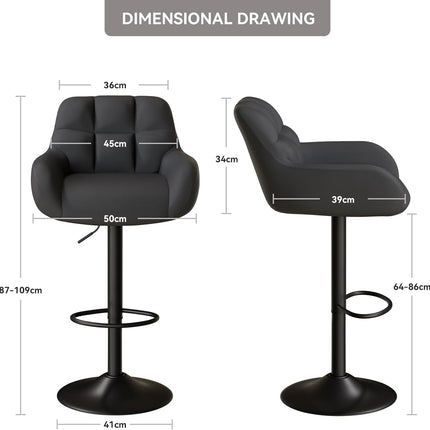 Swivel Height Adjustable Bar Stools Set of 2