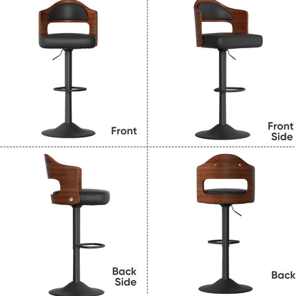 Wooden Upholstered Swivel Bar Stools Set of 4