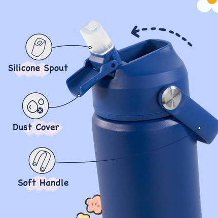 Stainless Steel Kids Insulated Bottles 2-Pack, Leak-Proof with Straw