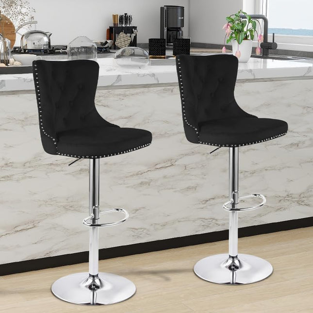 Velvet Swivel Bar Stools Set of 2