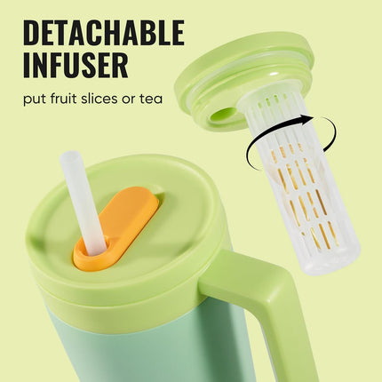 40oz Triple-Insulated Stainless Steel Tumbler with Straw & Infuser