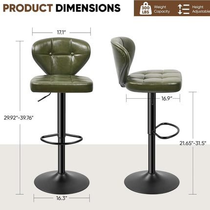 PU Leather Adjustable Height Swivel Bar Stools Set of 4