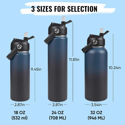 18oz Stainless Steel Insulated Bottle – Wide Mouth Leak-Proof with Straw