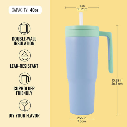 40oz Triple-Insulated Stainless Steel Tumbler with Straw & Infuser