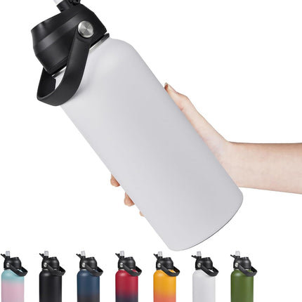 18oz Stainless Steel Insulated Bottle – Wide Mouth Leak-Proof with Straw