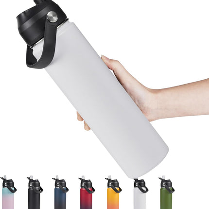 18oz Stainless Steel Insulated Bottle – Wide Mouth Leak-Proof with Straw
